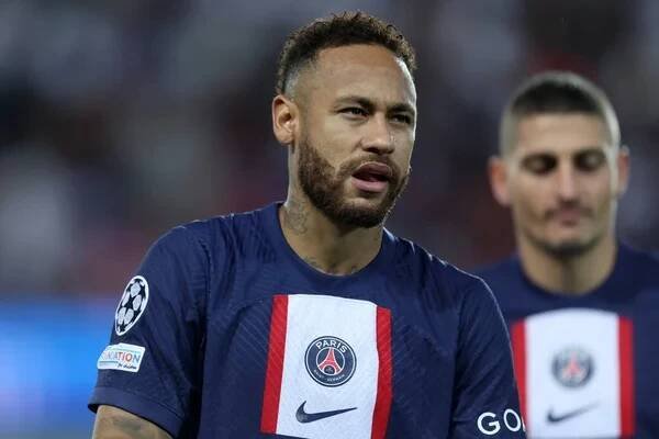 Neymar da Silva z Paříže Saint-Germain Fc během utkání Ligy mistrů Uefa Group H Beetween Paris Saint Germain Fc a Juventus Fc v Parc des Princes 6. září 2022 v Paříži . — Stock obrázek