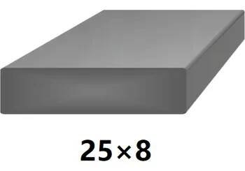 Plochá plná ocelová tyč 25x8 mm (pásovina), bez povrchové úpravy 6 m (J-P25x8-6)