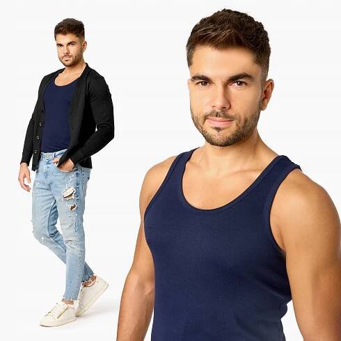 Pánské tričko bavlna 3-Pak LA40-258 pánské tričko tmavě modré 6XL Barva modrá