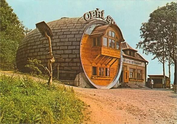 Výletní restaurace "Obří sud" Lázně Libverda ...na pohlednici z konce šedesátých let (archiv Antonín Domanický II)