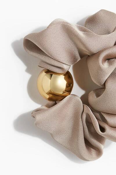 Bead-detail satin scrunchie