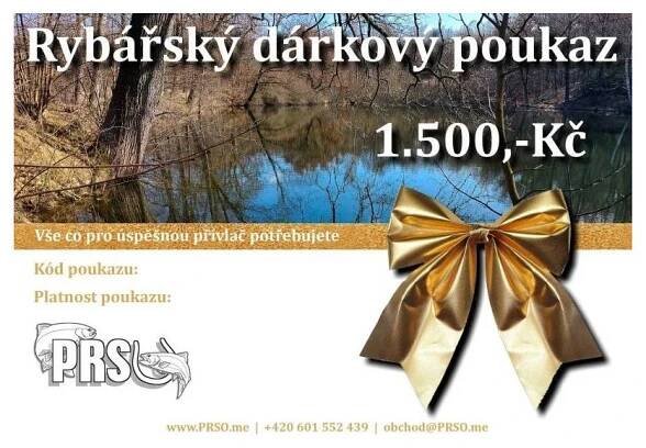Rybářský dárkový poukaz 1500Kč k nákupu na www.PRSO.me