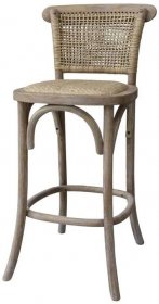 Přírodní dřevěná barová židle s ratanovým výpletem Old French chair - 43*51*103 cm