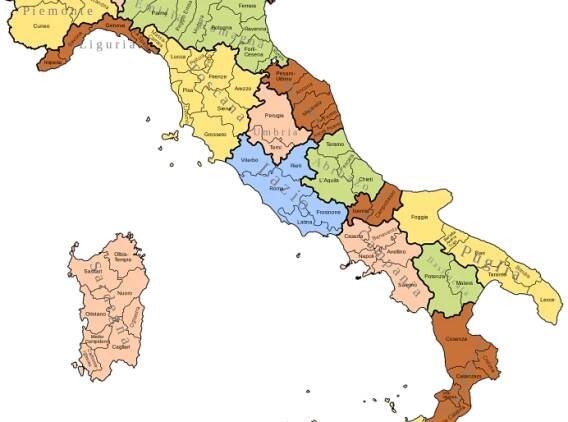 Mapa regionů Itálie