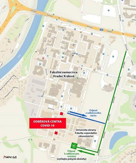 Odběrové centrum COVID-19 v hradecké fakultní nemocnici zřídilo třetí odběrové místo