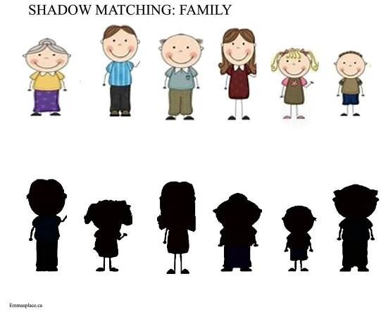 the silhouettes of people in different ages are shown with text that reads shadow matching family