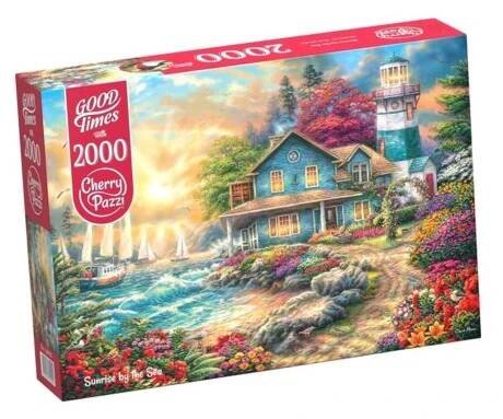 PUZZLE 2000 TŘEŠŇOVÝCH PAZZŮ VÝCHOD SLUNCE U MOŘE 5000..