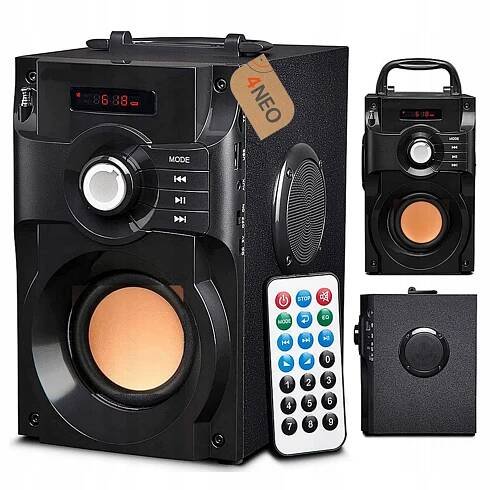 PRENOSNÝ BEZDRÔTOVÝ REPRODUKTOR BLUETOOTH AUX USB RÁDIO FM BOOMBOX + DIAĽKOVÉ OVLÁDANIE