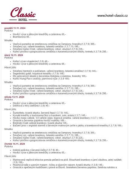 Tydenni menu 11.11. 2024 - 17.11. 2024