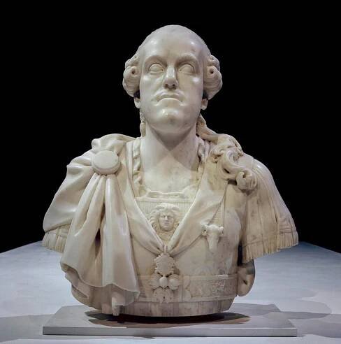 Albert von Sachsen-Teschen / Messerschm. Albert (Kasimir), Herzog von Sachsen- Teschen; 1765-80 Statthalter von Ungarn, ab 1780 Generalgouverneur der Nieder- lande, Gruender der Albertina; Moritz- burg 11.7.1738 - Wien 10.2.1822. - Portraetbueste. - Skulptur, um 1780, von Franz Xaver Messerschmidt (1736-1783). Marmor, Hoehe 82 cm. Inv.Nr. RIM 117-I/32 Wien, Graphische Sammlung Albertina.