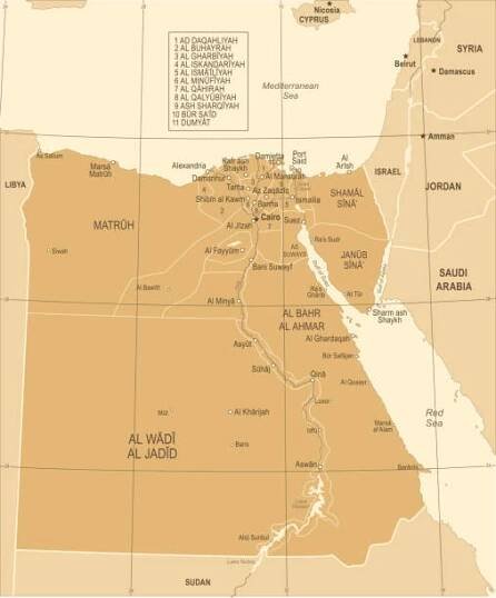 mapa egypta - vintage podrobná vektorová ilustrace - hurghada stock ilustrace