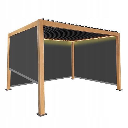 Pergola zahradní 3x4 m ALUMINIOVÁ 4 záclony BOČNÍ LED osvětlení PILOT Materiál provedení Ostatní