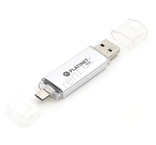 Dual Flash Disk USB + MicroUSB 32GB stříbrná