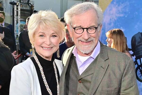 Dee Wallace and Steven Spielberg attend the 40th anniversary screening of "E.T. the Extra-Terrestrial" during Opening Night at the 2022 TCM Classic Film Festival at the TCL Chinese Theatre on April 21, 2022 in Los Angeles, California.