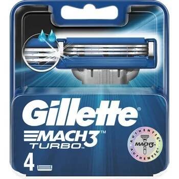 Gillette Mach 3 Turbo vyměnitelné břity pro holicí strojek 4 kusy