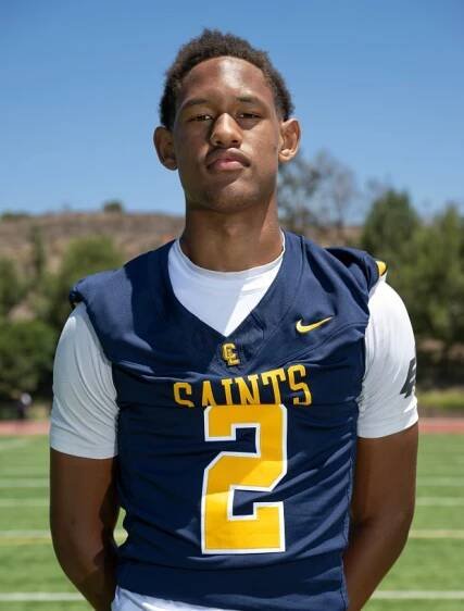Crean Lutheran football player Bryce Coleman (2) in Irvine on...