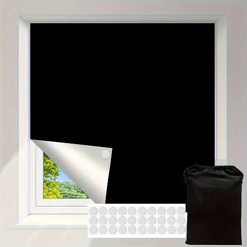 Portable Blackout Shades, Travel Window Blackout Curtains, 100% Blackout Material Temporary Blackout Blinds, Thermal Insulated Protection Privacy Wind