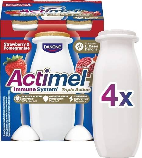 Actimel Probiotický jogurtový nápoj 4x 100 g jahoda/granátové jablko