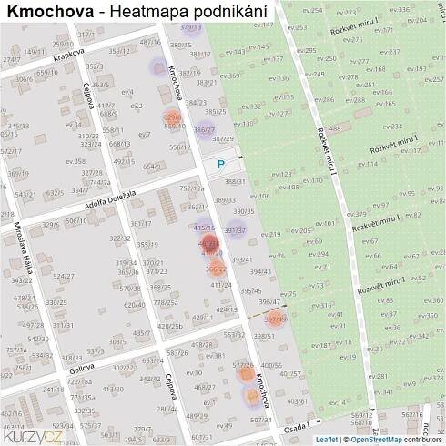 Mapa Kmochova - Firmy v ulici.