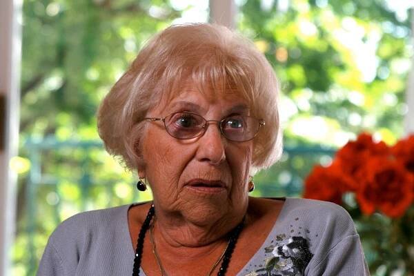 Holocaust survivor Sia Hertsberg as she is interviewed for the documentary, Rumbula’s Echo.