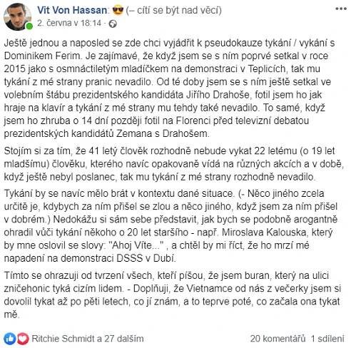 Fotograf demonstrací Vít Hassan kvůli dezinformacím končí spolupráci se serverem Parlamentní listy 6