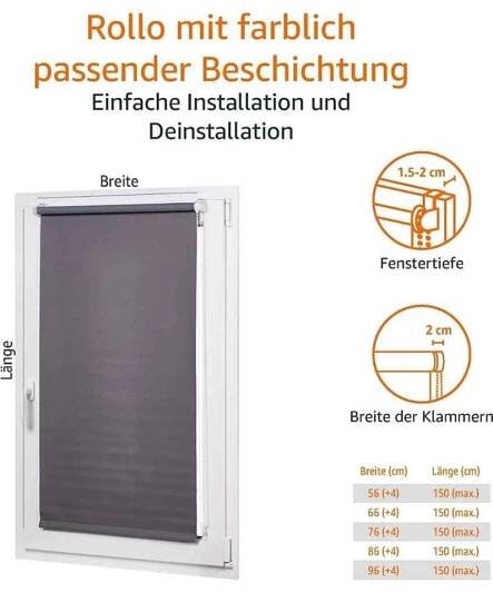 Zatemňovací roleta - Amazon Basic 86 x 150 cm, černá