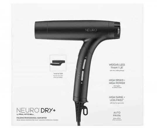 Profesionální skládací fén na vlasy Paul Mitchell Neuro Dry+ - 1600 W, černý