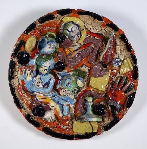 Untitled #1, 1987, ceramic, 25 x 25 x 3.5 inches