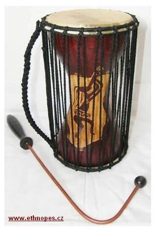 Mluvící buben - Talking drum 30 cm - hnědý