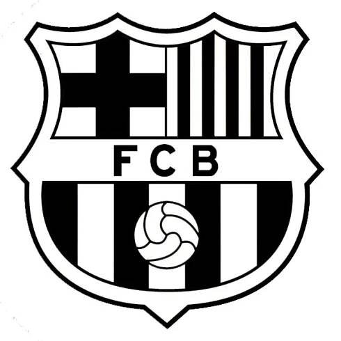 a black and white soccer logo with the word f c b in it's center