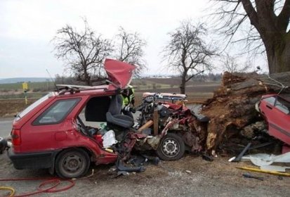 Příšerná nehoda: Řidič u Popovic se rozmlátil o strom