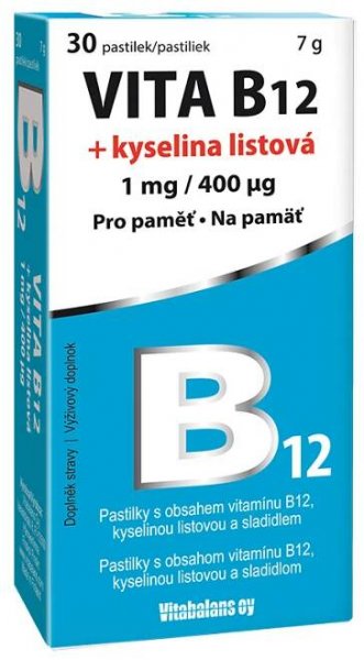 Vitabalans Vita B12 + kyselina listová 1 mg/400 μg 30 tablet