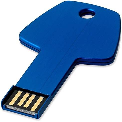 Nám. modrý hliník. USB flash disk 32GB, tvar klíče