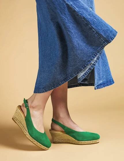 Suede Wedge Slingback Shoes