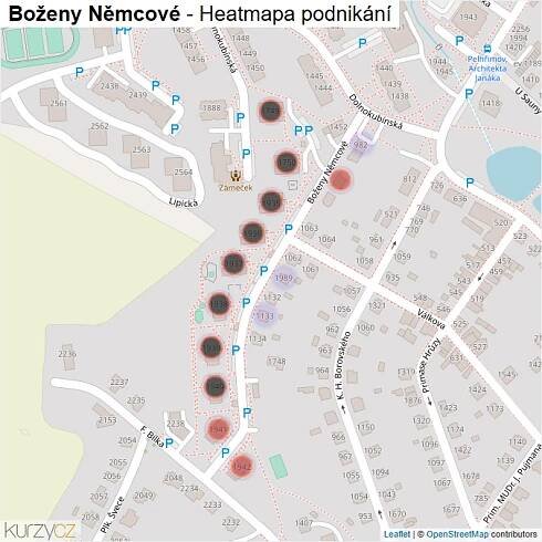Mapa Boženy Němcové - Firmy v ulici.