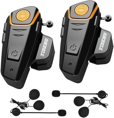 Yideng Bluetooth Headset Intercom Motorcycle Helmet interphone BT-S2 1000m Walkie-Talkie Headphone Waterproof Wireless Communication System Up to 3 Riders(2 Pack)