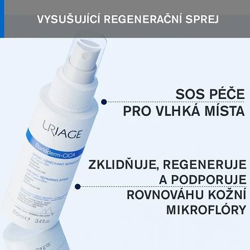 Uriage Bariéderm Vysušující regenerační sprej s obsahem mědi a zinku 100 ml