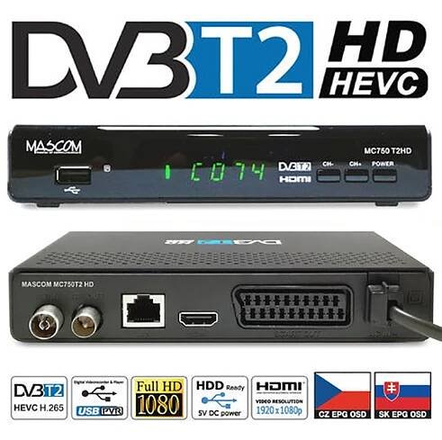 DVB-T přijímač MASCOM MC750T2 HD 690 Kč