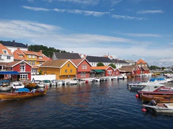Rybářská obec Kragerø charakterizující život na jihu Norska.