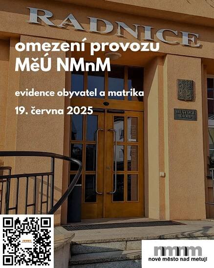 Omezení provozu Městského úřadu - evidence obyvatel a matriky