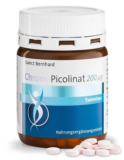 Chrom udržuje normální hladiny cukru v krvi. Chrom pikolinát 200 μg