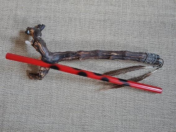Escrima stick made of rattan - red-black