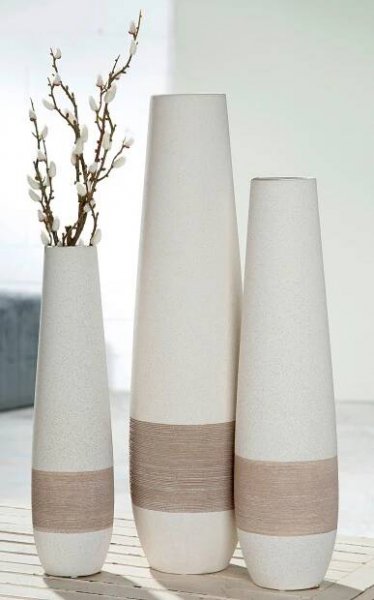 BODENVASE Olbia  - Hellbraun/Creme, Basics, Keramik (15/56/15cm)