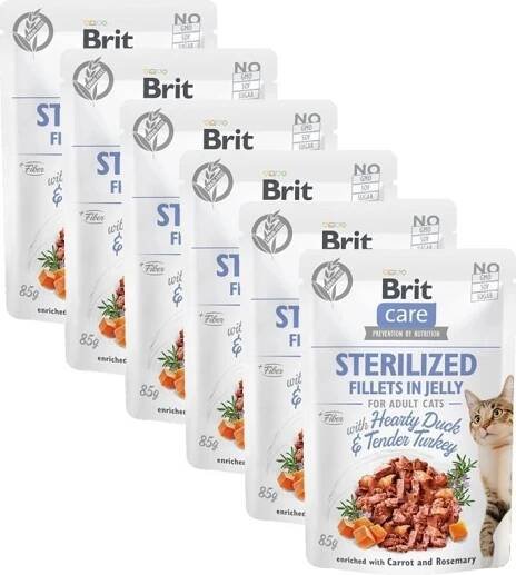 Brit Care Cat Sterilized Fillets in Jelly Hearty Duck & Tender Turkey 6 x 85 g