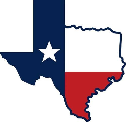 The flag of texas is divided in half and has a star on it.