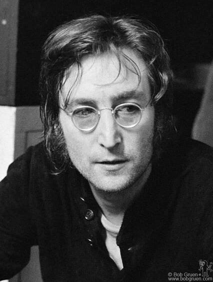 John Lennon's face close-up at Butterfly Studio, NYC. April 4, 1972. Image #: R-180 © Bob Gruen