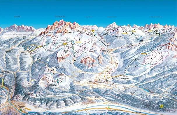 Pistenplan Ski Center Latemar - Obereggen aktuell