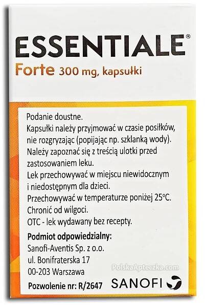 Essentiale Forte 300mg, 50 kapsułek, Sanofi