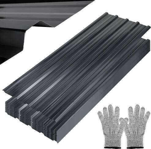 Yakimz 12/24/36x trapézový plech 129x46cm profilovaný plech antracitový pozinkovaný stěnový plech střešní plech pro přístřešek na auto - 12x = 7m2
