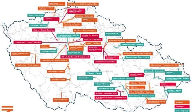 Plánované stavební práce na železnici